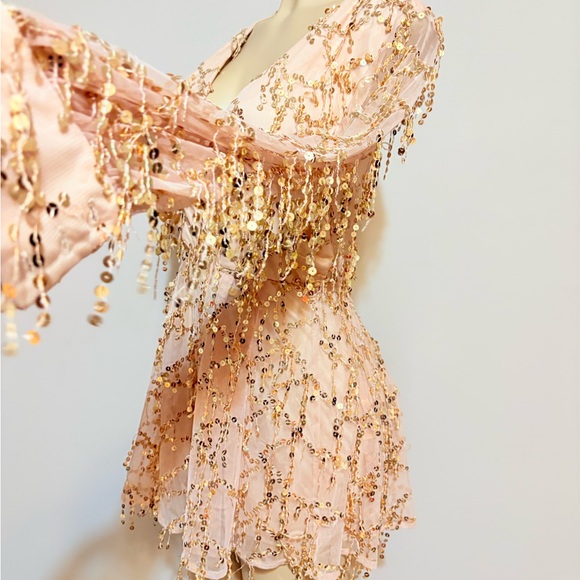 Sequin Embellished V-Neck Romper - Picture 3 of 9